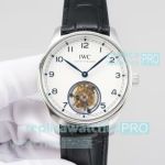 TUR Factory Swiss Copy Schaffhausen IWC Pilot's Tourbillon White Face Leather Strap Watch 